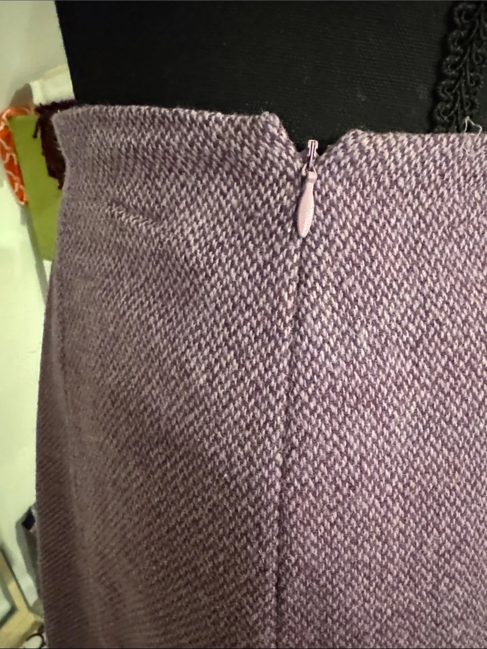 Women's Lavender Textured A-Line Wool Blend Skirt